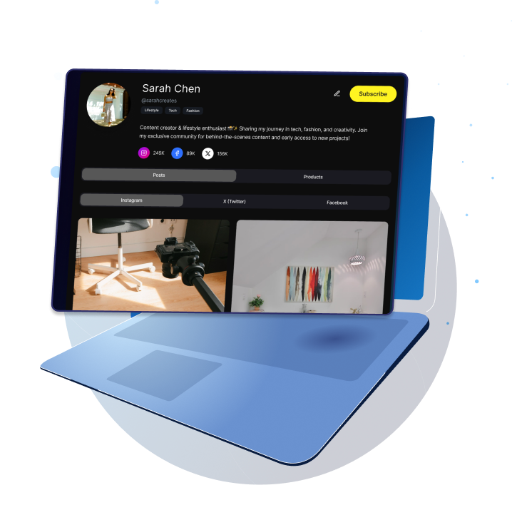 A creator profile bringing content, memberships, and community together